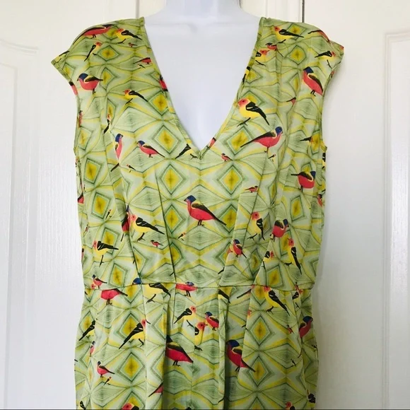 Crop david peck M Silk romper Artsy chartreuse bird print - Picture 10 of 12